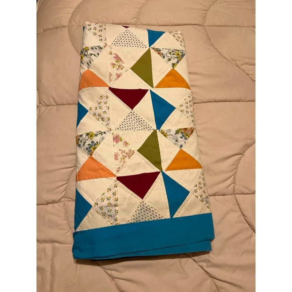 Handmade Triangle Quilt approximately 72
